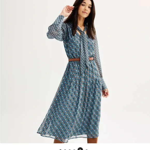 Nine West Blue and Brown Midi Dress - Picture 5 of 10